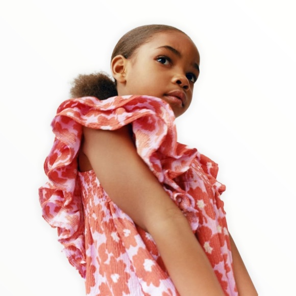 ZARA Kids | Russet | TEXTURED FLORAL DRESS - Picture 3 of 4